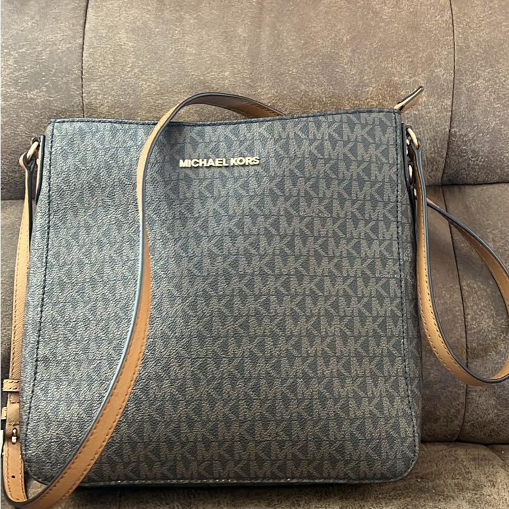 Michael Kors Signature Brown and Tan Crossbody Bag